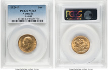 George V gold Sovereign 1924-P MS63 PCGS, Perth mint, KM29, S-4001. HID09801242017 © 2024 Heritage Auctions | All Rights Reserved