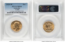 George V gold Sovereign 1925-M MS64 PCGS, Melbourne mint, KM29, S-3999. HID09801242017 © 2024 Heritage Auctions | All Rights Reserved