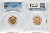 George V gold Sovereign 1926-P MS61 PCGS, Perth mint, KM29, S-4001. HID09801242017 © 2024 Heritage Auctions | All Rights Reserved