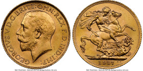 George V gold Sovereign 1917-C MS62 NGC, Ottawa mint, KM20, S-3997. HID09801242017 © 2024 Heritage Auctions | All Rights Reserved