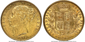 Victoria gold "Shield" Sovereign 1852 AU58 NGC, KM736.1, S-3852C. HID09801242017 © 2024 Heritage Auctions | All Rights Reserved