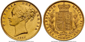 Victoria gold "Shield" Sovereign 1857 UNC Details (Cleaned) NGC, KM736.1, S-3852D. HID09801242017 © 2024 Heritage Auctions | All Rights Reserved