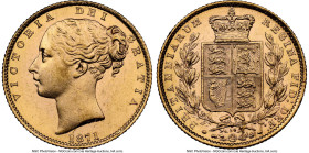 Victoria gold "Shield" Sovereign 1871 MS64 NGC, KM736.2, S-3853B. Die #30. A beautifully lustrous example on the cusp of Gem. HID09801242017 © 2024 He...