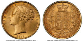 Victoria gold "Shield" Sovereign 1871 MS63 PCGS, KM736.2, S-3853B. Die #29. An ever-popular issue found here in a crisp and lustrous, Choice state of ...