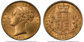 Victoria gold "Shield" Sovereign 1871 MS63 PCGS, KM736.2, S-3853B. Die #48. An attractive example with softly glowing luster. HID09801242017 © 2024 He...
