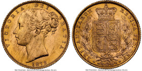 Victoria gold "Shield" Sovereign 1872 MS62 NGC, KM736.2, S-3853B. Die number #100. HID09801242017 © 2024 Heritage Auctions | All Rights Reserved