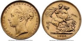 Victoria gold "St. George" Sovereign 1884 MS61 NGC, KM752, S-3856. HID09801242017 © 2024 Heritage Auctions | All Rights Reserved