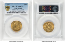 Victoria gold "Jubilee Head" Sovereign 1887 MS62+ PCGS, KM767, S-3866. Normal JEB. Exceptional eye appeal on a smooth lemon flan earns this coin a cov...