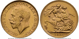 George V gold Sovereign 1925-SA MS65+ NGC, Pretoria mint, KM21, S-4004. A handsome softly lustrous Gem, tied for the second-highest awarded grade at N...