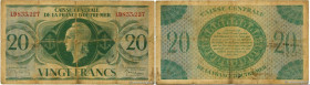 Country : FRENCH EQUATORIAL AFRICA 
Face Value : 20 Francs 
Date : (1943) 
Period/Province/Bank : Caisse Centrale de la France d'Outre-Mer 
Catalogue ...