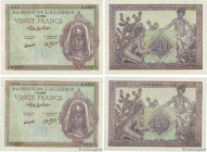Country : ALGERIA 
Face Value : 20 Francs Consécutifs 
Date : 07 mai 1945 
Period/Province/Bank : Banque d'Algérie 
Catalogue reference : P.92b 
Alpha...