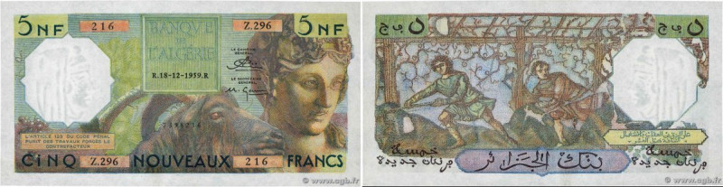 Country : ALGERIA 
Face Value : 5 Nouveaux Francs 
Date : 18 décembre 1959 
Peri...