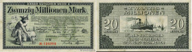Country : GERMANY 
Face Value : 20 Millions Marks 
Date : 20 août 1923 
Period/Province/Bank : Nécessité 
Catalogue reference : P.- 
Alphabet - signat...