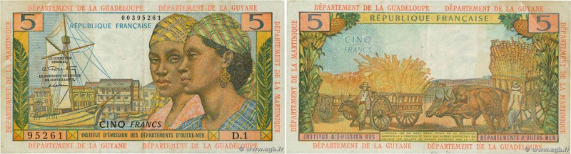 Country : FRENCH ANTILLES 
Face Value : 5 Francs 
Date : (1964) 
Period/Province...