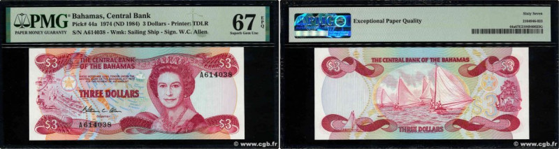 Country : BAHAMAS 
Face Value : 3 Dollars 
Date : 1974 
Period/Province/Bank : T...