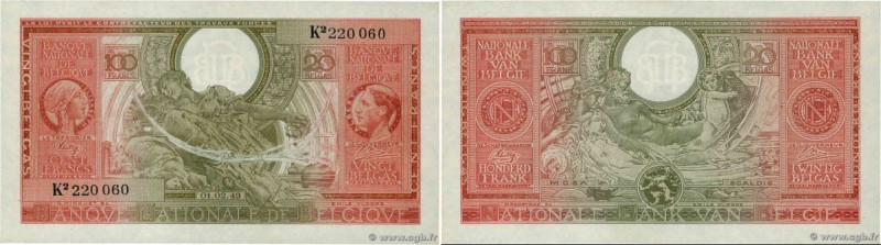 Country : BELGIUM 
Face Value : 100 Francs - 20 Belgas 
Date : 01 février 1943 
...