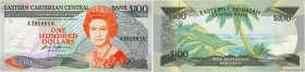 Country : CARIBBEAN  
Face Value : 100 Dollars 
Date : (1986-1988) 
Period/Province/Bank : Eastern Caribbean Central Bank 
Department : St.Kitts 
Cata...