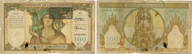Country : DJIBOUTI 
Face Value : 100 Francs 
Date : (1943) 
Period/Province/Bank : Banque de l'Indochine 
Catalogue reference : P.13A 
Additional refe...