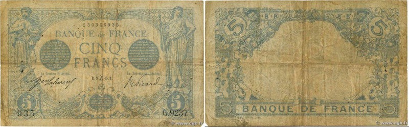 Country : FRANCE 
Face Value : 5 Francs BLEU 
Date : 09 décembre 1915 
Period/Pr...