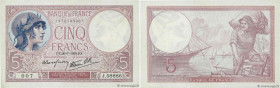 Country : FRANCE 
Face Value : 5 Francs FEMME CASQUÉE modifié 
Date : 20 juillet 1939 
Period/Province/Bank : Banque de France, XXe siècle 
Catalogue ...