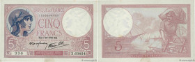 Country : FRANCE 
Face Value : 5 Francs FEMME CASQUÉE modifié 
Date : 05 octobre 1939 
Period/Province/Bank : Banque de France, XXe siècle 
Catalogue ...