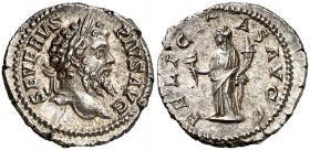 (205 d.C.). Septimio Severo. Denario. (Spink 6273) (S. 135) (RIC. 261). 3,36 g. Bella. EBC.