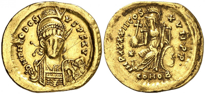 (441-450 d.C.). Teodosio II. Constantinopla. Sólido. (Spink 21140) (Ratto 154) (...