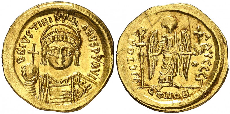 Justiniano I (527-565). Constantinopla. Sólido. (Ratto 459) (S. 140). 4,31 g. Ra...