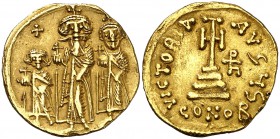Heraclio, Heraclio Constantino y Heraclonas (610-641). Constantinopla. Sólido. (Ratto 1487) (S. 758). 4,45 g. MBC+.