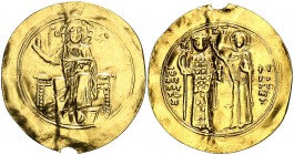 Juan II, Comneno (1118-1143). Constantinopla. Hyperpyron. (Ratto 2097) (S. 1939). 3,66 g. Muesca en canto. Pulida. (MBC-).