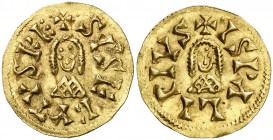 Sisebuto (612-621). Ispalis (Sevilla). Triente. (CNV. 219.26) (R.Pliego 275d). 1,46 g. EBC-.