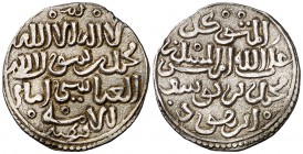 Hudíes de Murcia. Al-Motawakil ibn Hud. Córdoba. Dirhem. (V. 2143) (Rodríguez Lorente 115) (S.Album 408). 1,56 g. Bella. Muy rara y más así. EBC.