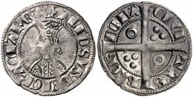 Alfons II (1285-1291). Barcelona. Croat. (Cru.V.S. 331) (Cru.C.G. 2148). 3,12 g. Pátina. MBC+.
