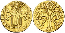 Alfons IV (1416-1458). Mallorca. Florí. (Cru.V.S. 802) (Cru.C.G. 2844). 3,42 g. Marca: perros. Rayita en reverso. MBC.