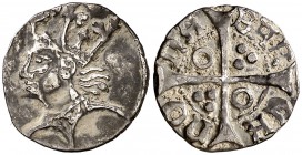 Alfons IV (1416-1458). Barcelona. Terç de croat. (Cru.V.S. 823.1) (Cru.C.G. 2875). 0,84 g. Ex Áureo 20/04/2005, nº 195. Rara. MBC+.