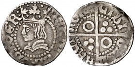 Ferran II (1479-1516). Barcelona. Mig croat. (Cru.V.S. 1143.1 var) (Badia 854, mismo ejemplar) (Cru.C.G. 3076d var). 1,55 g. Florones interiores sin t...