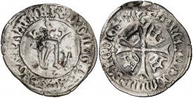 Juan y Blanca (1425-1441). Navarra. Blanca. (Cru.V.S. 254.1) (Cru.C.G. 2950a). 3,29 g. Letras E del anverso son D invertidas. Pequeñas oxidaciones. Es...