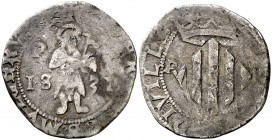 1531. Carlos I. Perpinyà. Doble sou. (Cal. 32) (Cru.C.G. 3803a). 3,78 g. Golpecitos. Rara. MBC-.