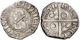 1611. Felipe III. Barcelona. 1/2 croat. (Cal. 531) (Cru.C.G. 4341). 1,55 g. Letras A del anverso sin travesaño. Buen ejemplar. Escasa así. MBC+.