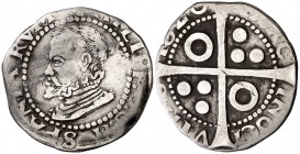 1620. Felipe III. Barcelona. 1 croat. (Cal. 432) (Cru.C.G. 4339i). 3,04 g. Rara. MBC-.