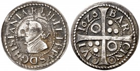 1626. Felipe IV. Barcelona. 1 croat. (Cal. 971) (Cru.C.G. 4414a). 2,97 g. El reverso calcado en anverso. MBC-/MBC.