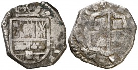 1644. Felipe IV. (Madrid). IB. 4 reales. (Cal. 673). 13,53 g. Ceca vertical. La leyenda del reverso comienza a las 4h del reloj. Ex Colección Isabel d...