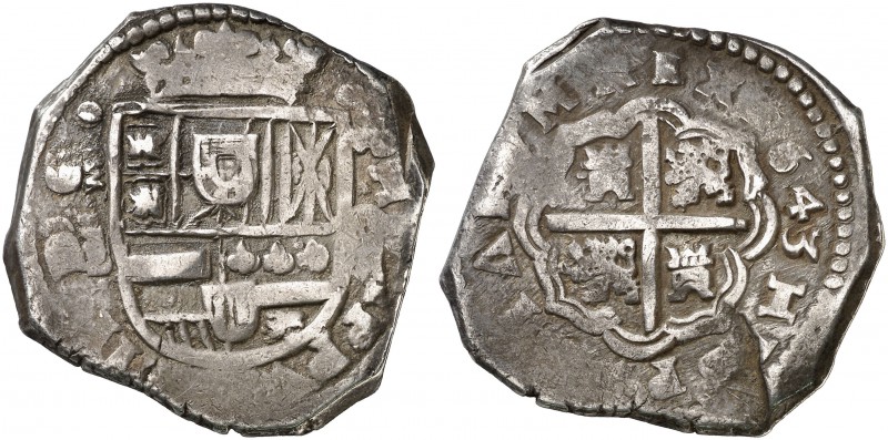 1643. Felipe IV. (Madrid). B. 8 reales. (Cal. 285 var). 27,42 g. La leyenda del ...
