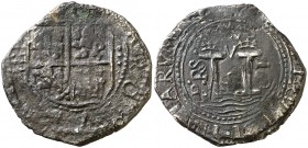 166(...). Carlos II. Santa Fe de Nuevo Reino. PRS. 4 reales. (Cal. tipo 95) (Restrepo M60-2). 11,74 g. Visible el nombre del rey. Pátina oscura. Ex Áu...