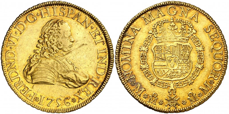 1756. Fernando VI. México. MM. 8 escudos. (Cal. 44) (Cal.Onza 607). 27 g. Rayita...