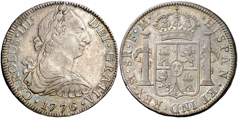 1776. Carlos III. México. FM. 8 reales. (Cal. 921). 26,77 g. Preciosa pátina. Es...