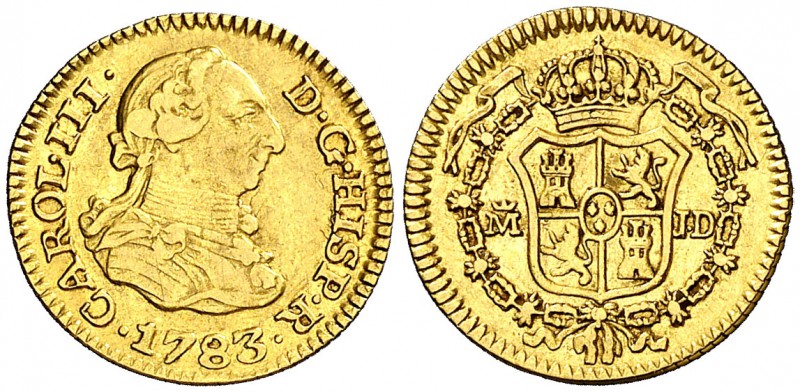 1783. Carlos III. Madrid. JD. 1/2 escudo. (Cal. 774). 1,76 g. MBC/MBC+.