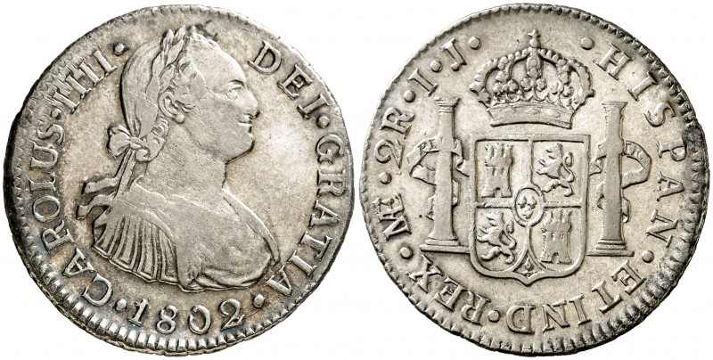 1802. Carlos IV. Lima. IJ. 2 reales. (Cal. 949). 6,64 g. Ex Áureo 20/04/2005, nº...