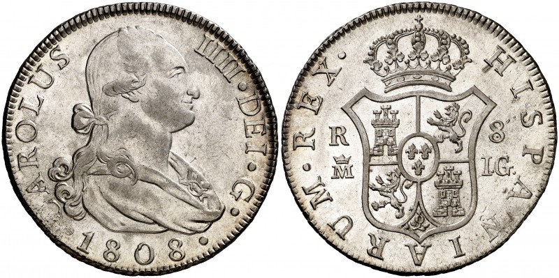1808. Carlos IV. Madrid. IG. 8 reales. (Cal. 678). 26,93 g. Muy bella. Brillo or...