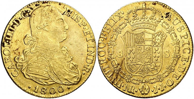 1800/17(...). Carlos IV. Santa Fe de Nuevo Reino. JJ. 8 escudos. (Cal. 130) (Cal...